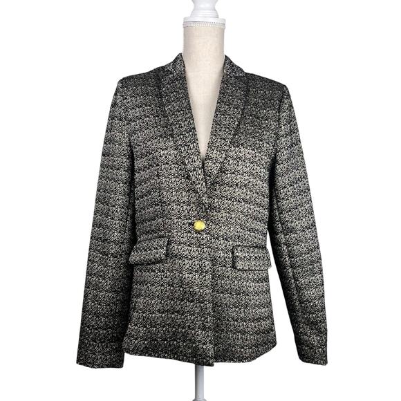 Evereve Jackets & Blazers - Evereve Black Cream Metallic Tweed Gold Button Blazer Jacket